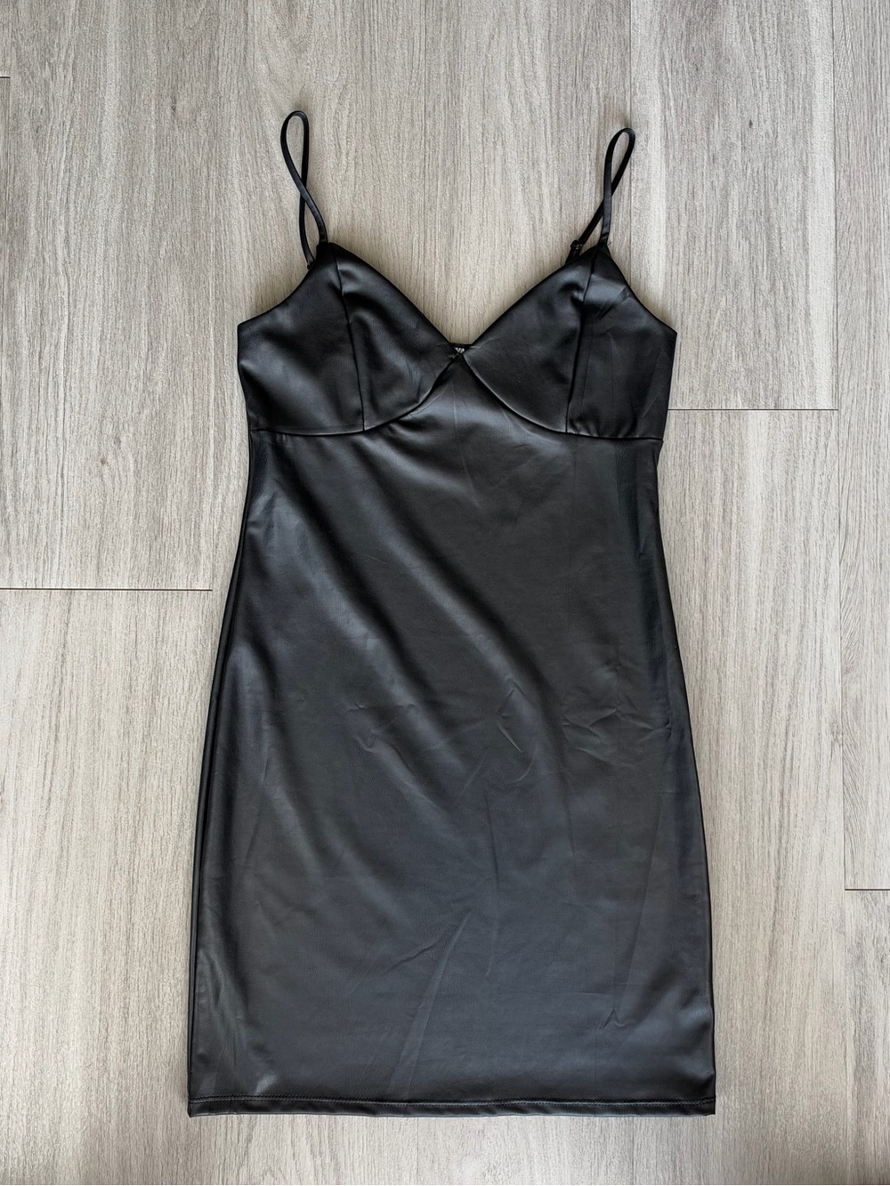 Black Mini Faux Leather Dress